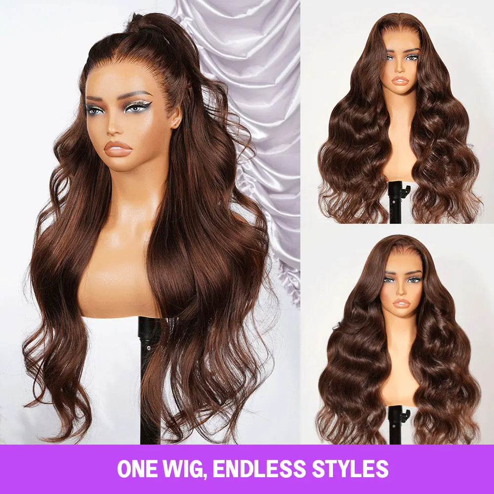 Chocolate Brown Glueless Body Wave Human Hair