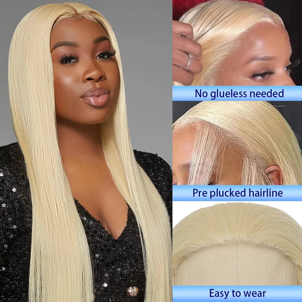 30 36inches Straight 613 Hd Lace Frontal Wig 13x6 Wear And Go Glueless 100% Human Hair 250% Blonde 613 Lace Front Wigs On Sale
