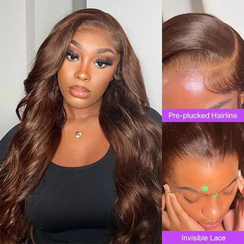 Chocolate Brown Glueless Body Wave Human Hair