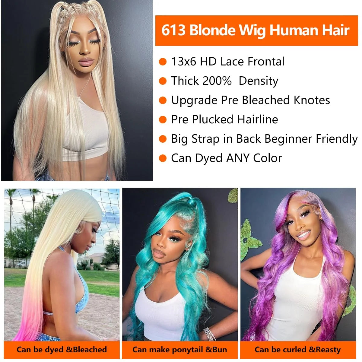 30 36inches Straight 613 Hd Lace Frontal Wig 13x6 Wear And Go Glueless 100% Human Hair 250% Blonde 613 Lace Front Wigs On Sale