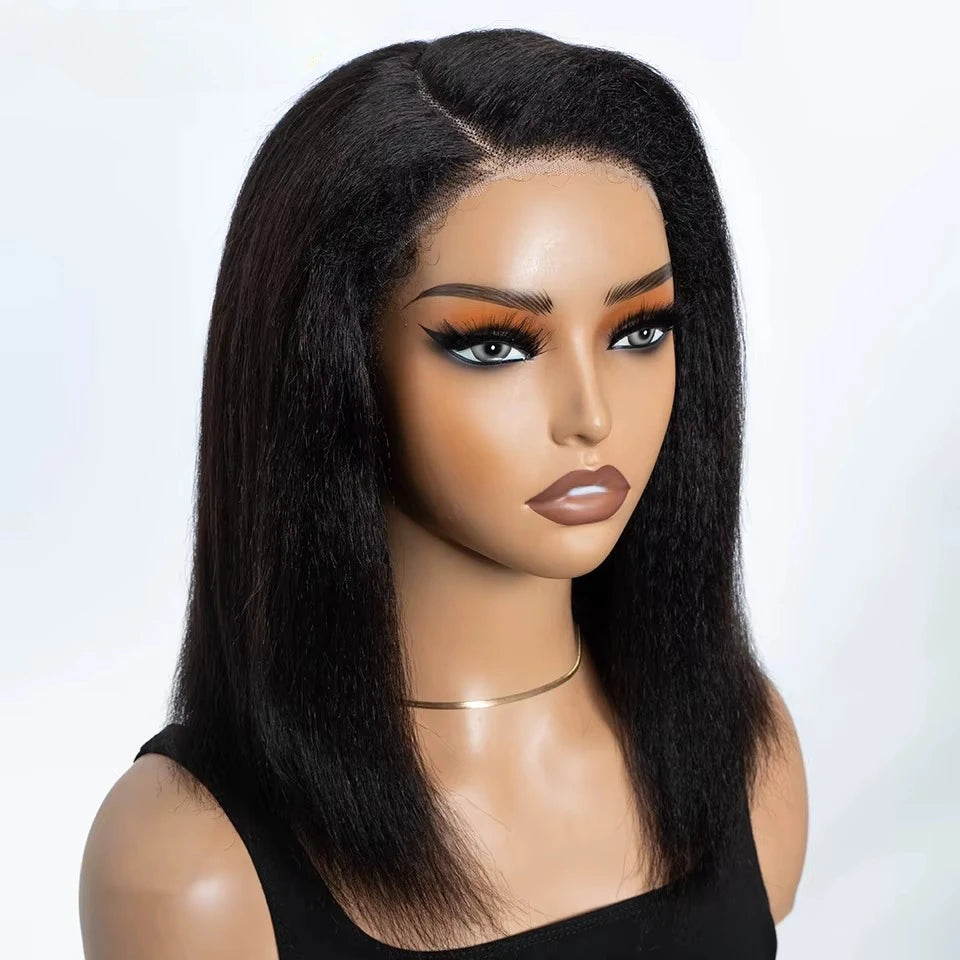 Kinky Straight Bob Side Part Human Hair