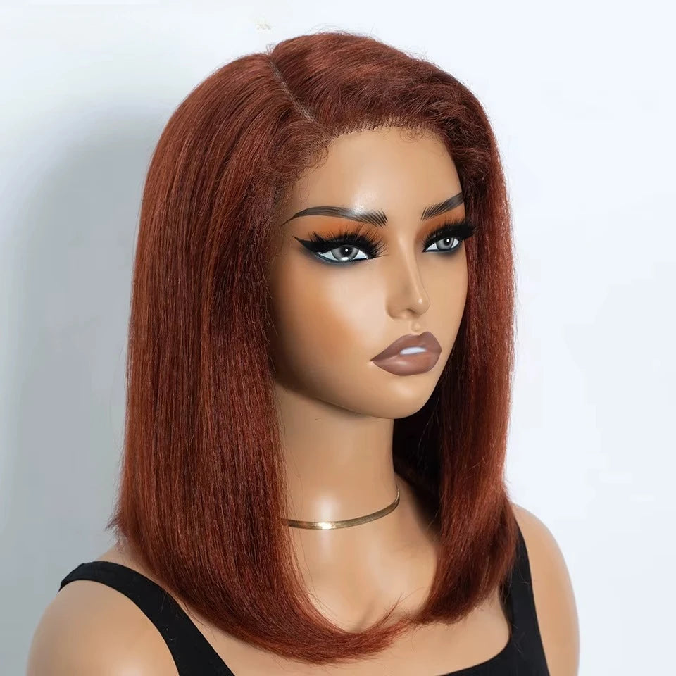 Kinky Straight Bob Side Part Human Hair
