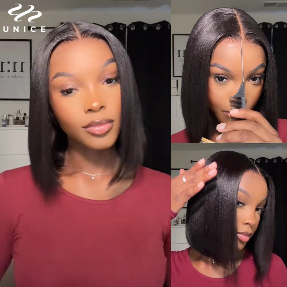 Yaki Straight Human Hair Bob Wig